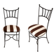 6 wrought iron chairs with deck chair fabric