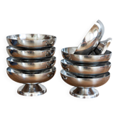 Suite de 8 coupes à glace, à dessert • Inox • Vintage 