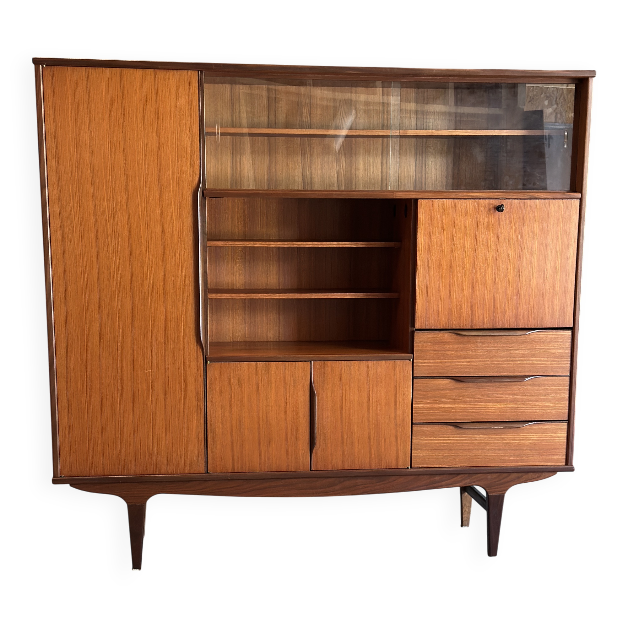 Very beautiful Scandinavian highboard in teak from the 1960s.
