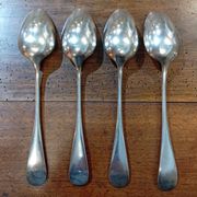 Set of 4 large spoons in the Vieux Paris style in silver-plated metal.