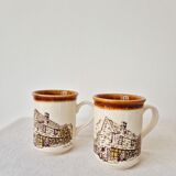 Set of 2 vintage mugs "Old English Cottage" - Staffordshire