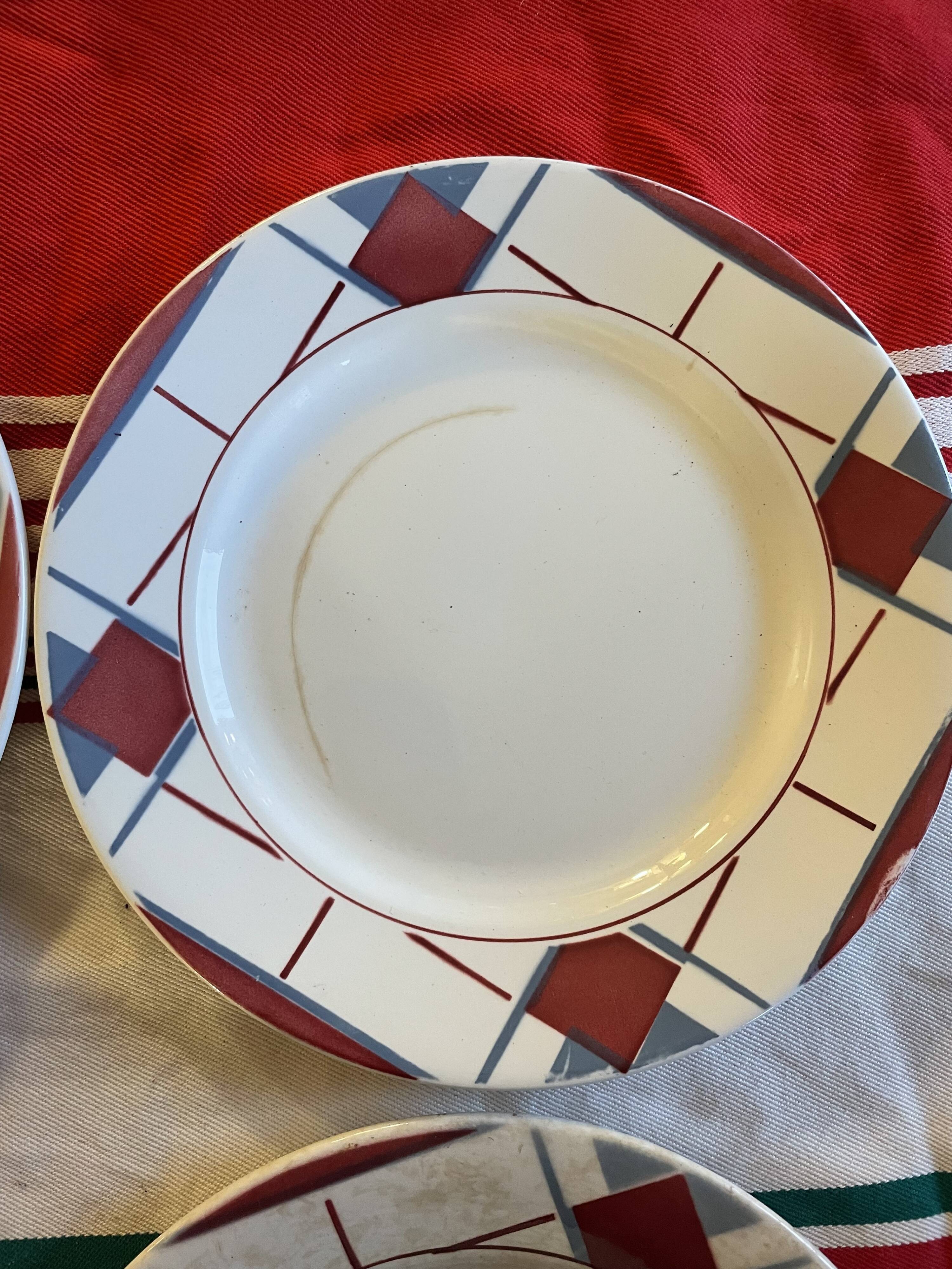 Set of 6 old Digoin plates in Sarreguemines earthenware