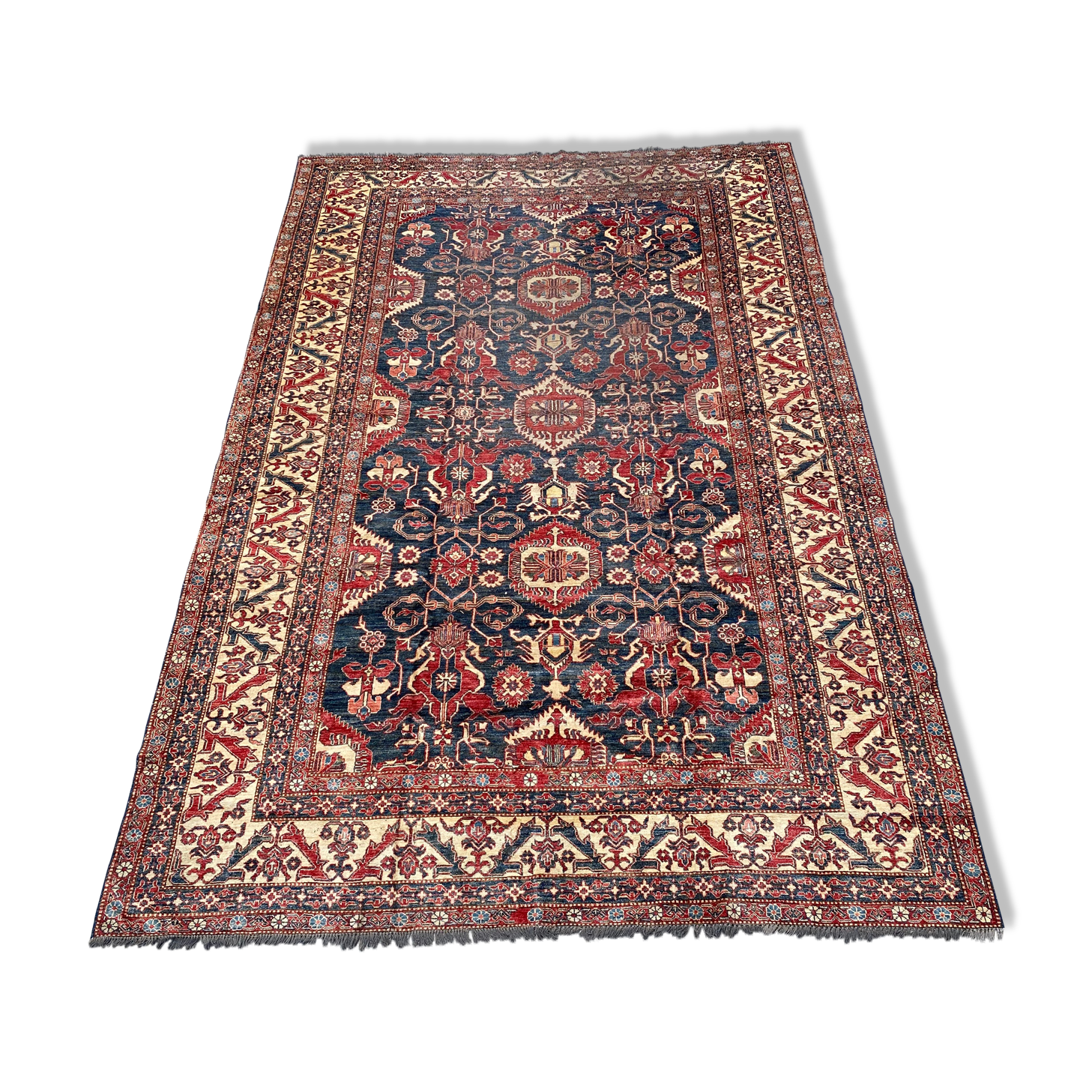 Large vintage rug Chobi Afghan handmade 274x404 cm