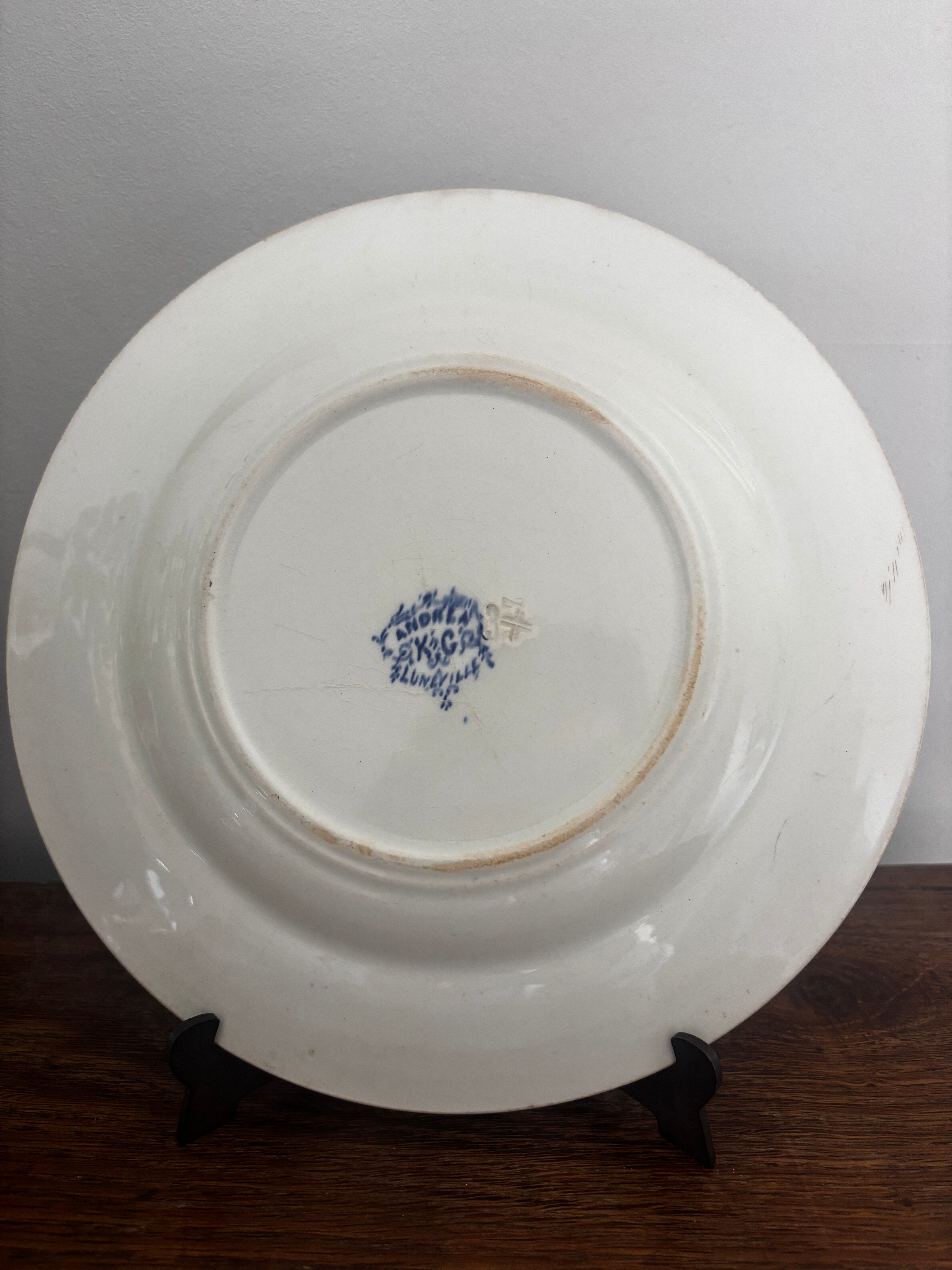 Old flat plate KG Luneville Blue Flowers