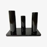 Black Candlestick Stand - VIntage Candle Holder Made From Black Shiny Ceramic From The Mid Century