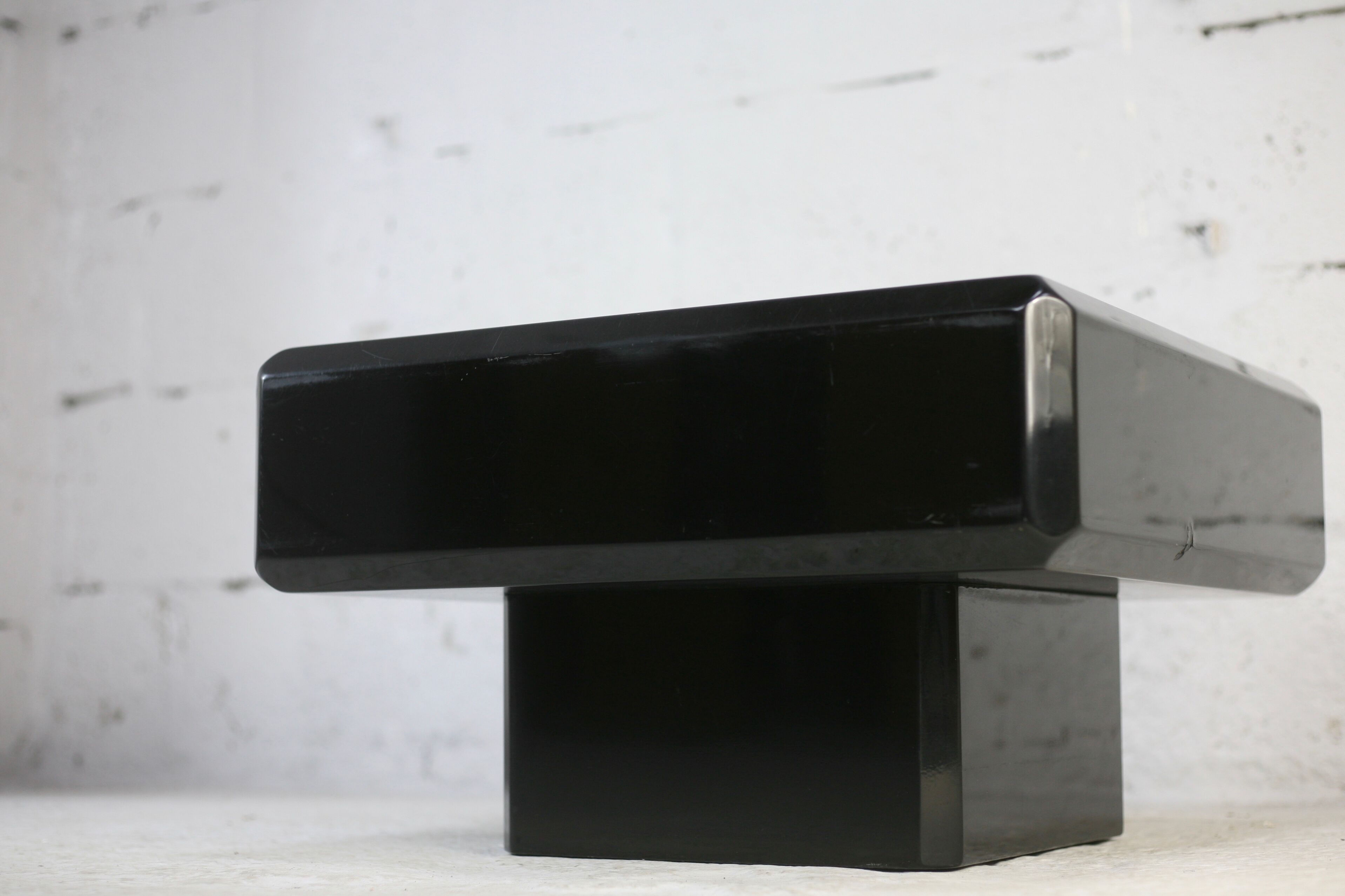 Black lacquered wood coffee table, France, circa 1970