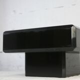 Table basse bois laqué noir, France, circa 1970