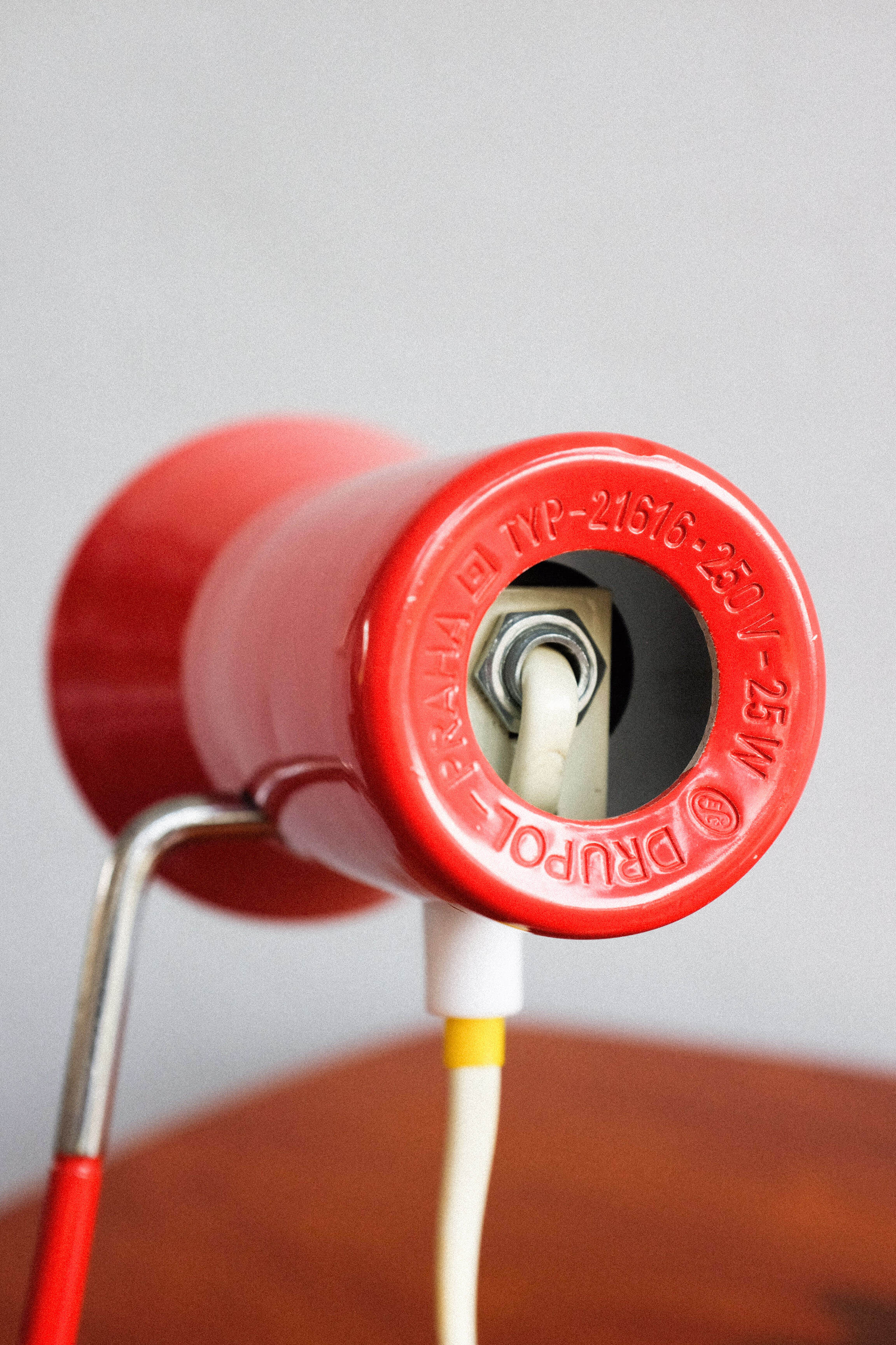 Vintage czechoslovakian red table lamp Drupol 21616, 1960s