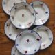 7 floral hollow plates "Mary Lou" Digoin Sarreguemines vintage