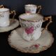 Series of five E. Bourgeois Paris porcelain coffee cups large deposit 1900