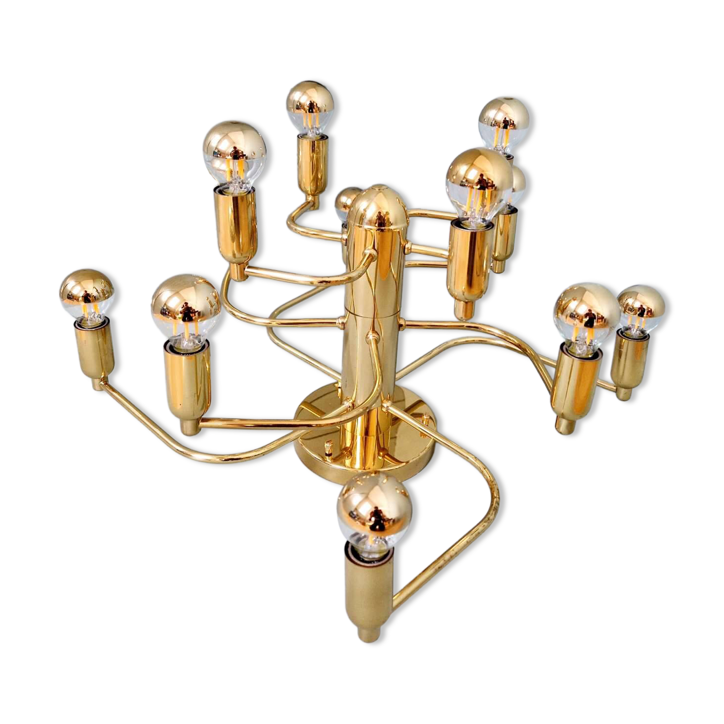 Brass ceiling light/chandelier, 1970s design
