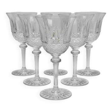 Six verres à eau Saint-Louis Tommy en cristal taillé, hauteur 18,3 cm