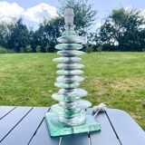 Large glass pebble lamp base from the 70s/80s