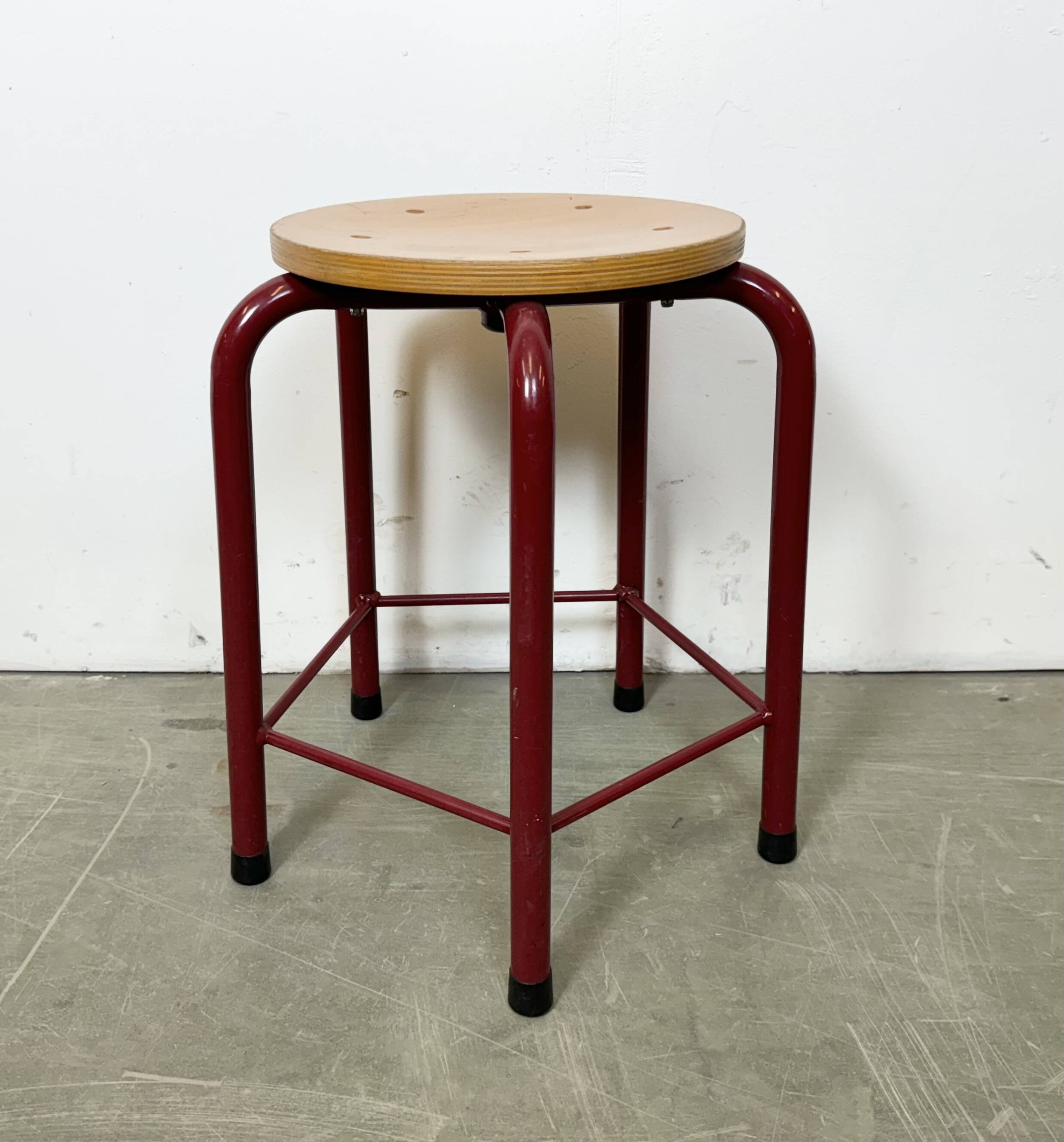 Vintage Industrial School Stool, 1970s