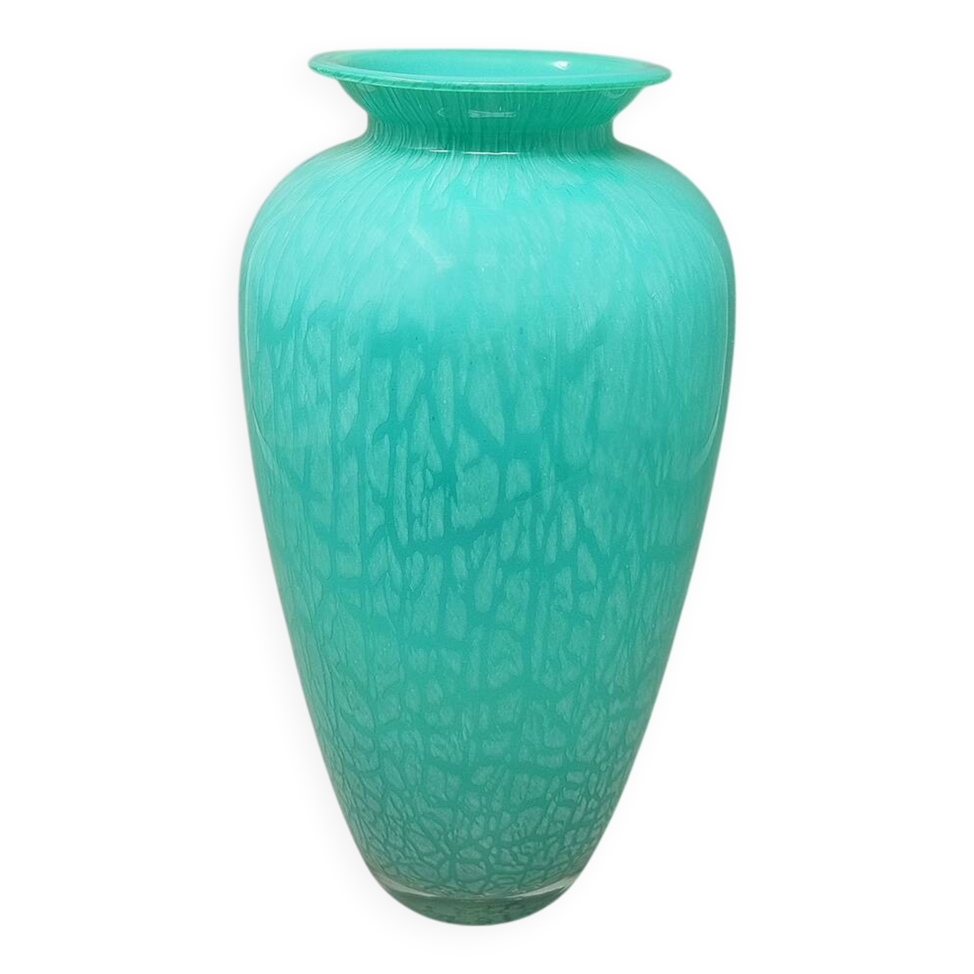 1970s Exquisited Handcrafted Green Vase by V.A.M. in Murano Glass. Made in