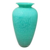 1970s Exquisited Handcrafted Green Vase by V.A.M. in Murano Glass. Made in