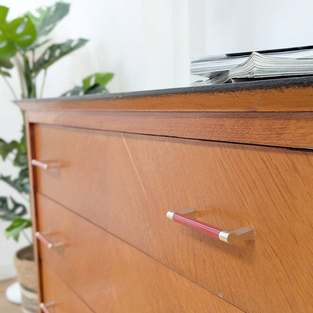 Commode poignées bakélite rouge