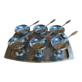 Service à glace rémy letang plateau + 6 coupes + 6 cuillères vintage #