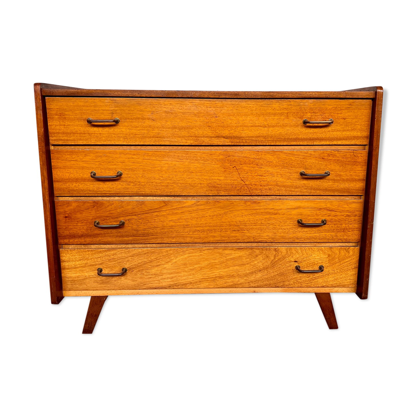 Vintage chest of drawers compass feet 1960 teak