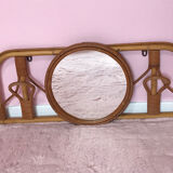 Rattan coat rack and vintage mirror