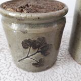 Série de 3 pots en grès émaillé motifs herbier Le Rivet