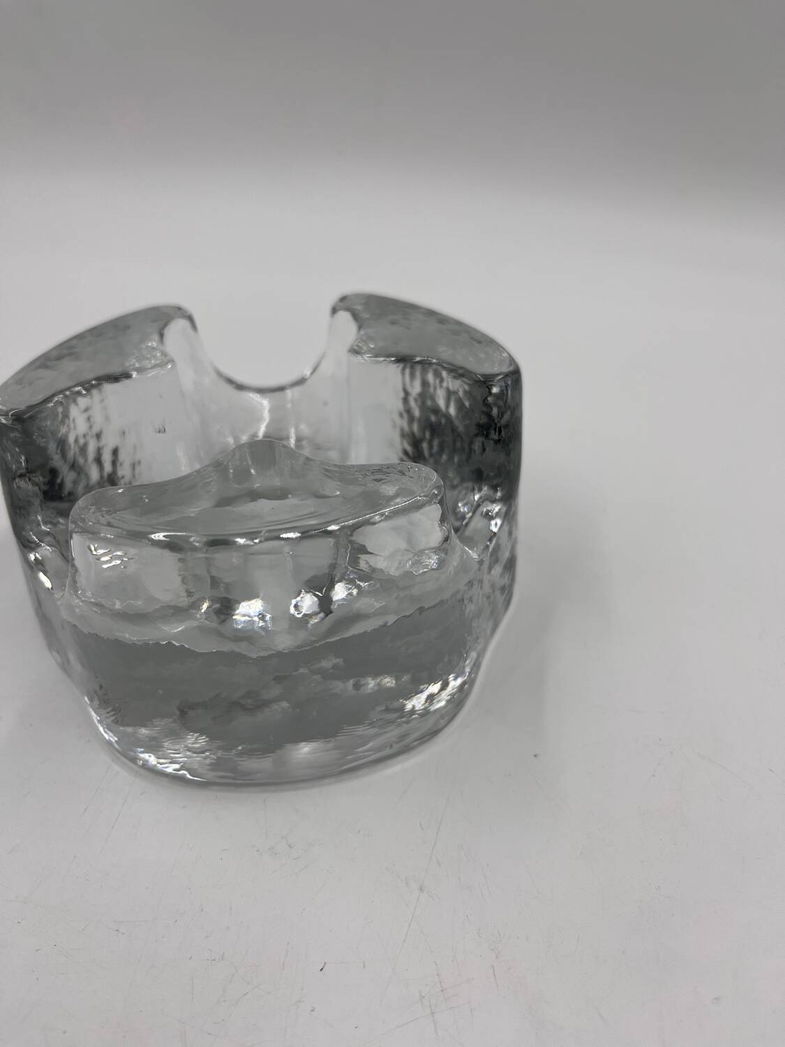 Solid glass candle holder