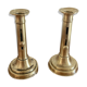 Pair of antique brass push candlesticks