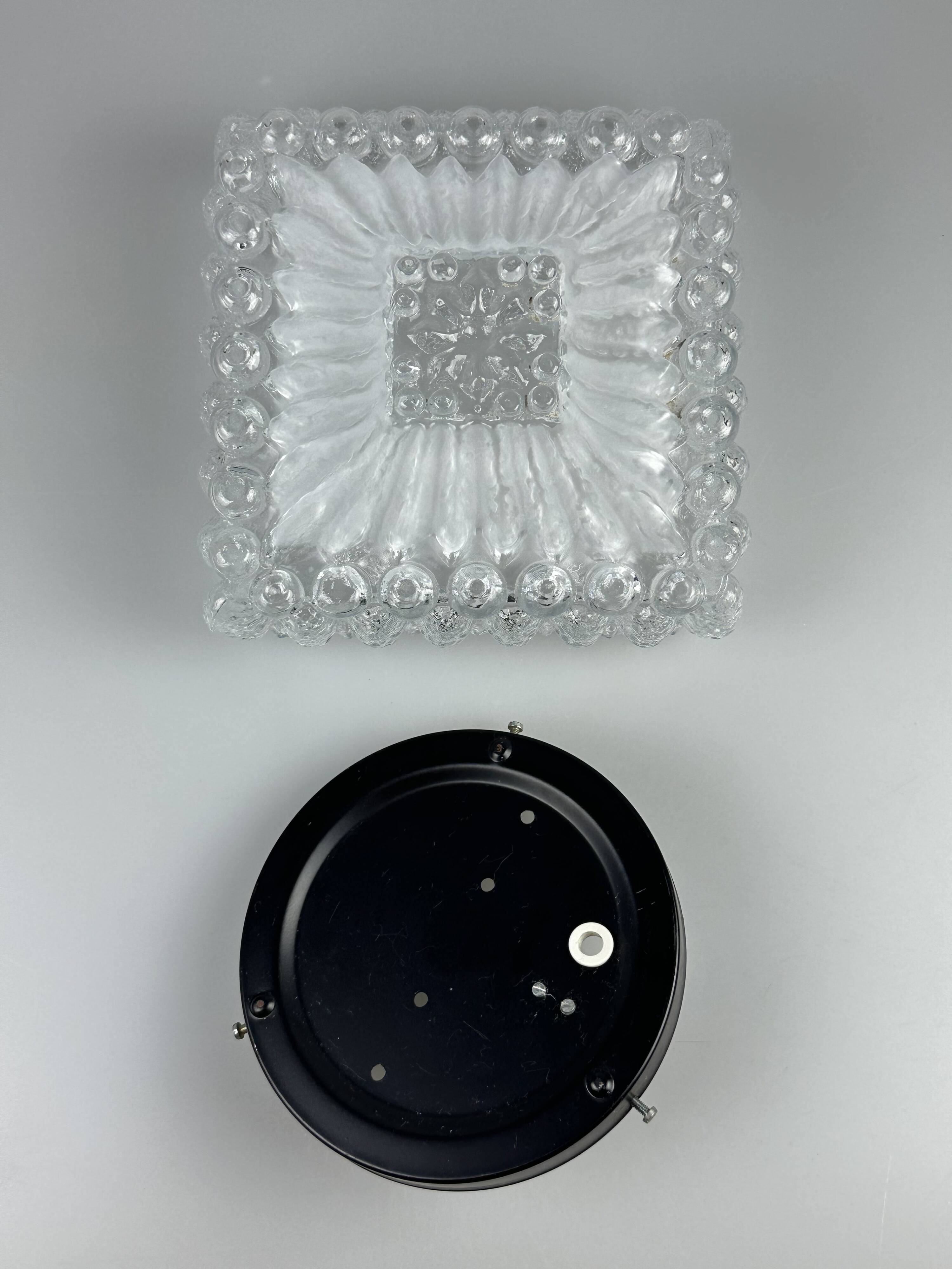 1960s/70s Ceiling Lamp, Flush Mount Glass, German Design