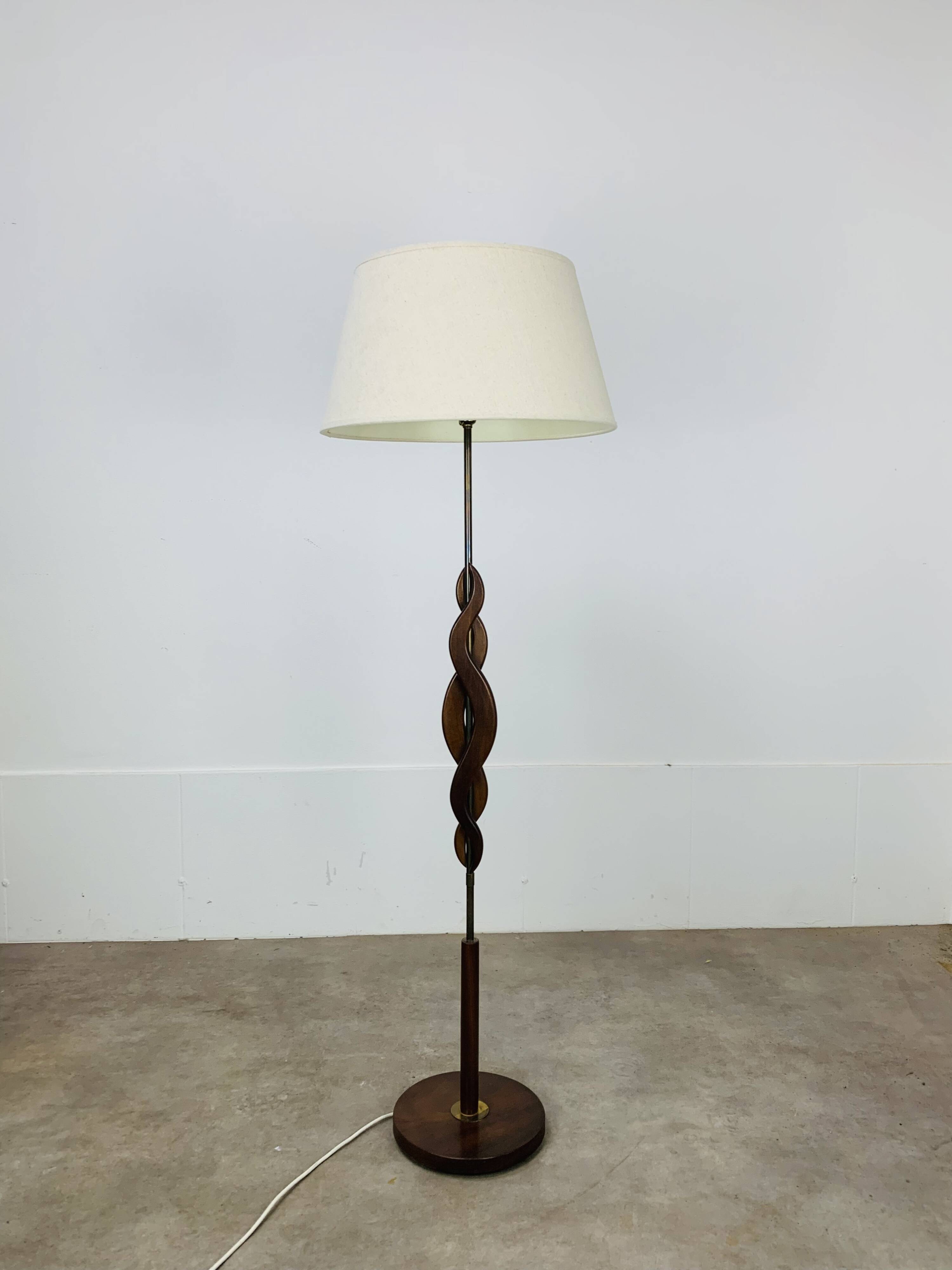 Scandinavian teak and brass floor lamp, 1960s