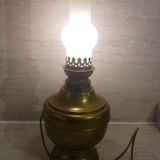Old electrified brass kerosene lamp