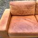 Danish Modern Mid Century Vintage Cognac Leather Sofa