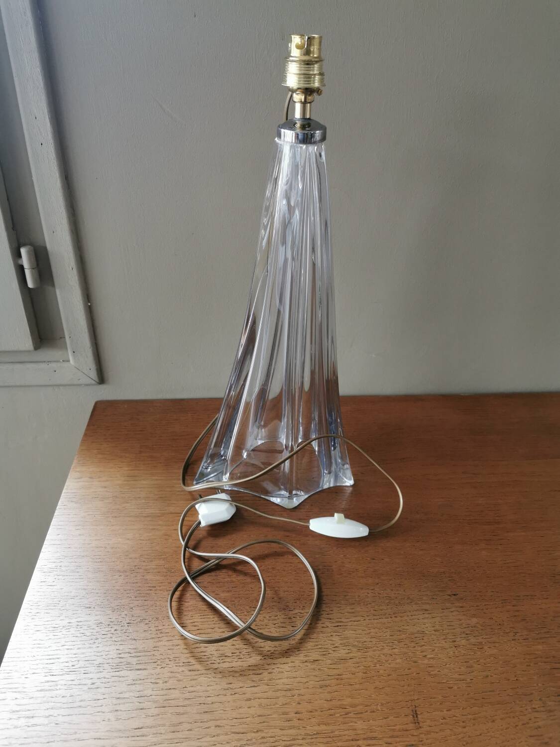 Large vintage crystal lamp base