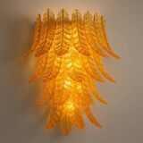 Italian Contemporary Amber "Felci" Murano Glass Wall Light