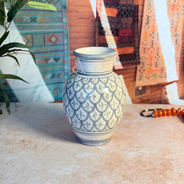 Artisanal vase bulging Kasbah Tazarine Grey