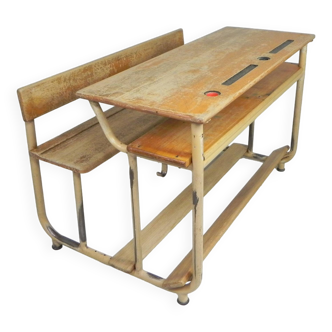 Industrial 2 person school desk, 1950s