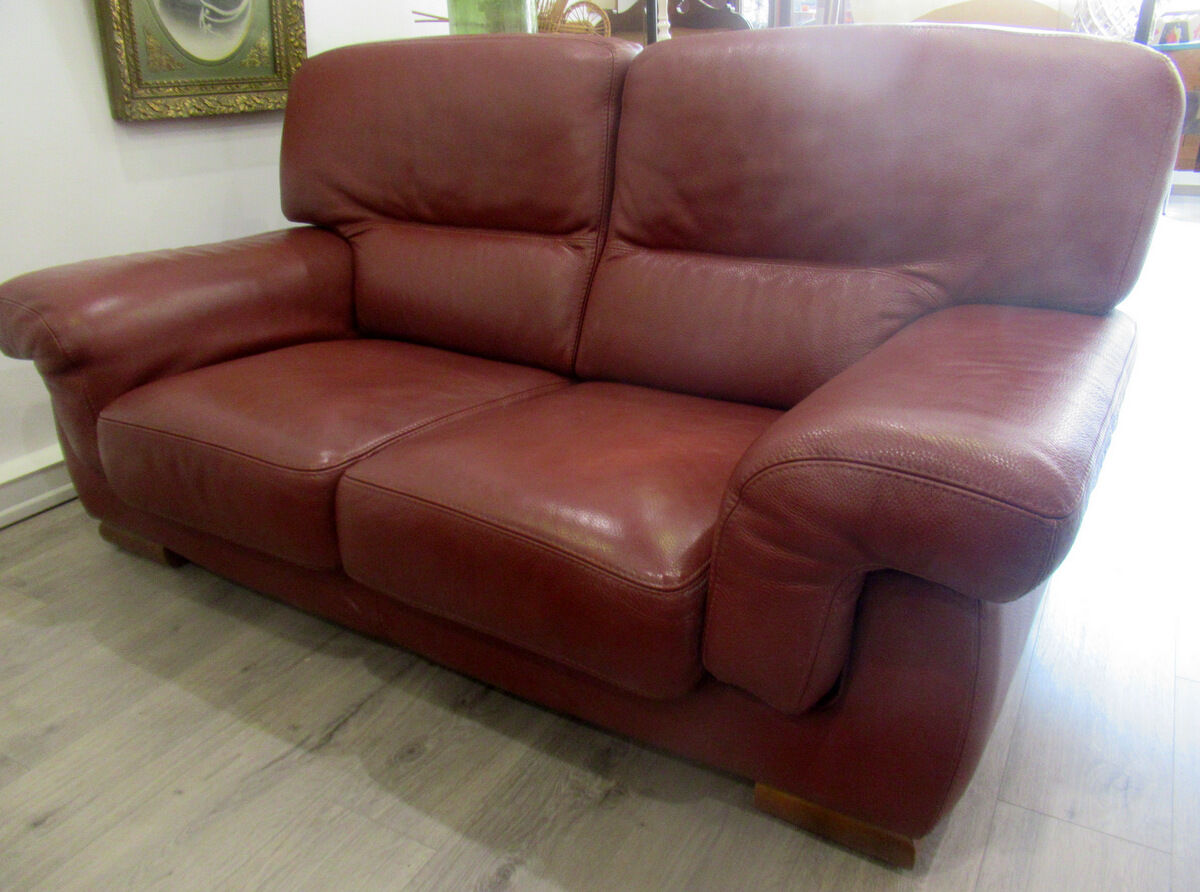 Leather sofa, 2 seats, Roche-Bobois brand