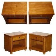 White Genesis Biedermeier Style Bedside Tables by American Hickory, Set of 2