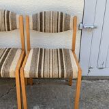 Suite of 4 chairs self beech brass and wool 1960