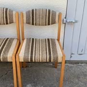Suite de 4 chaises self hêtre laiton et laine 1960