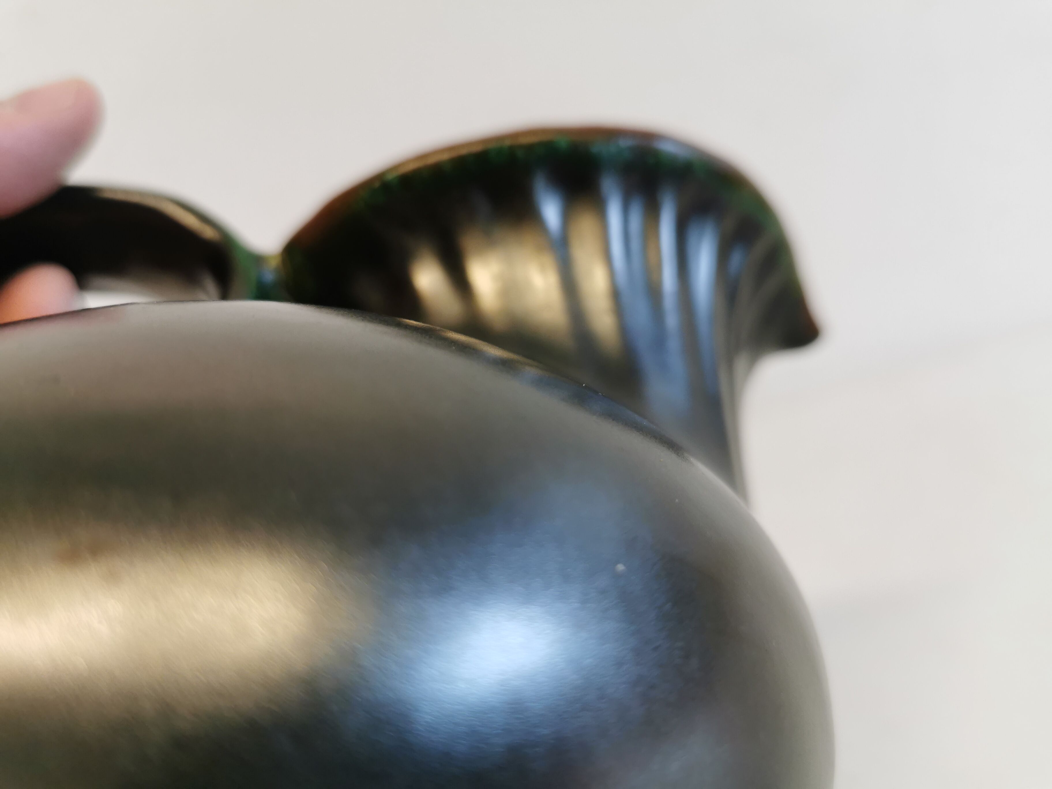 Keramic jug in metal glaze, from Danish Michael Andersen (Stamped with the 3 fish at the bottom)