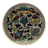 Vintage wall plate in hand-painted ceramic, 1970s.