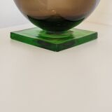 Carafe et 2 verres en verre vert et marron modèle original