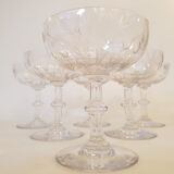 6 champagne glasses in Saint Louis crystal, Talma model, 1930