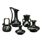 Large collection of 5 modernist glazed Belgian ceramics – Thulin / AIRAIN – Art Deco – 1930s-50s