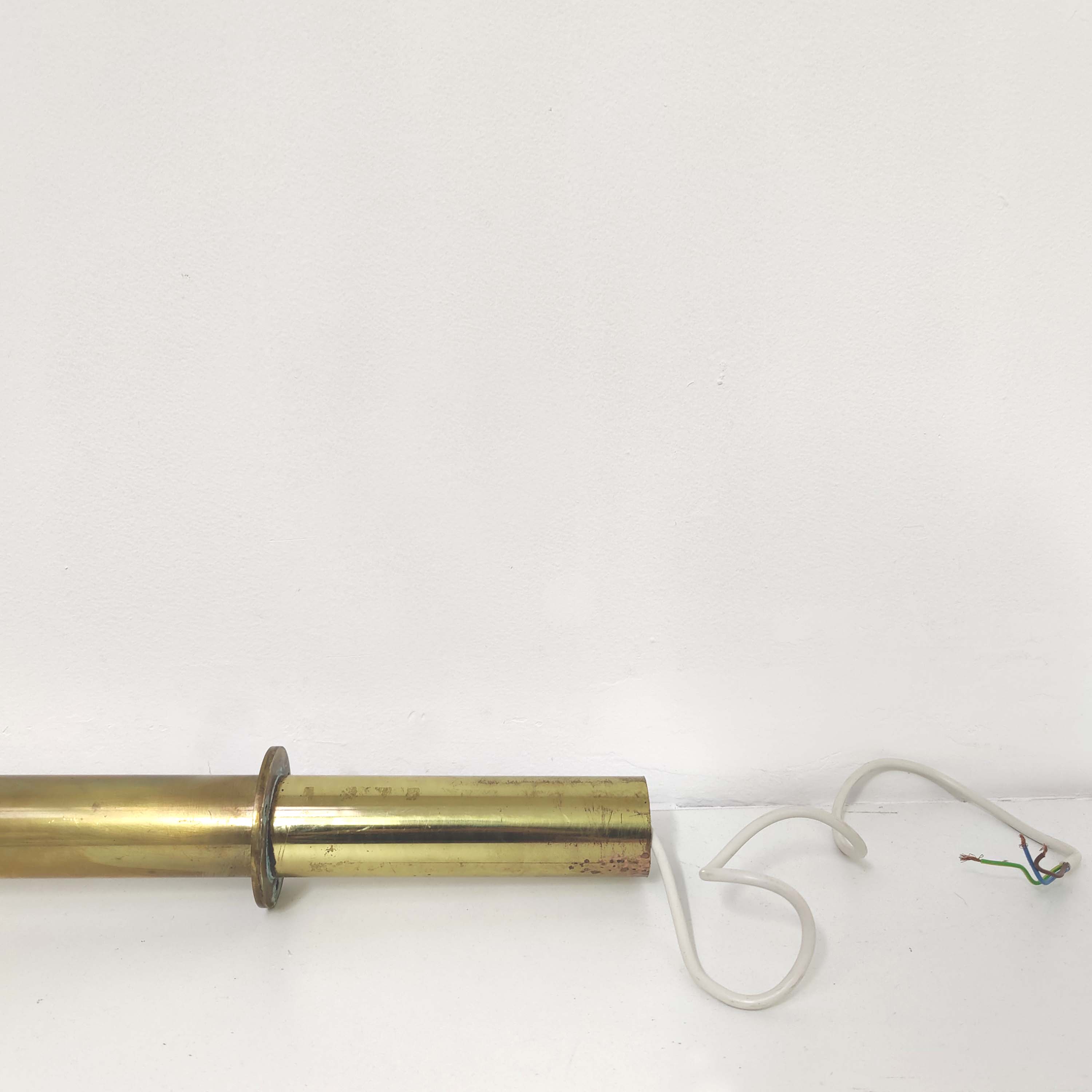 Brass brasserie floor lamp with opaline glass globe