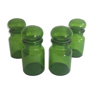 Lot 4 jars of green apothecary