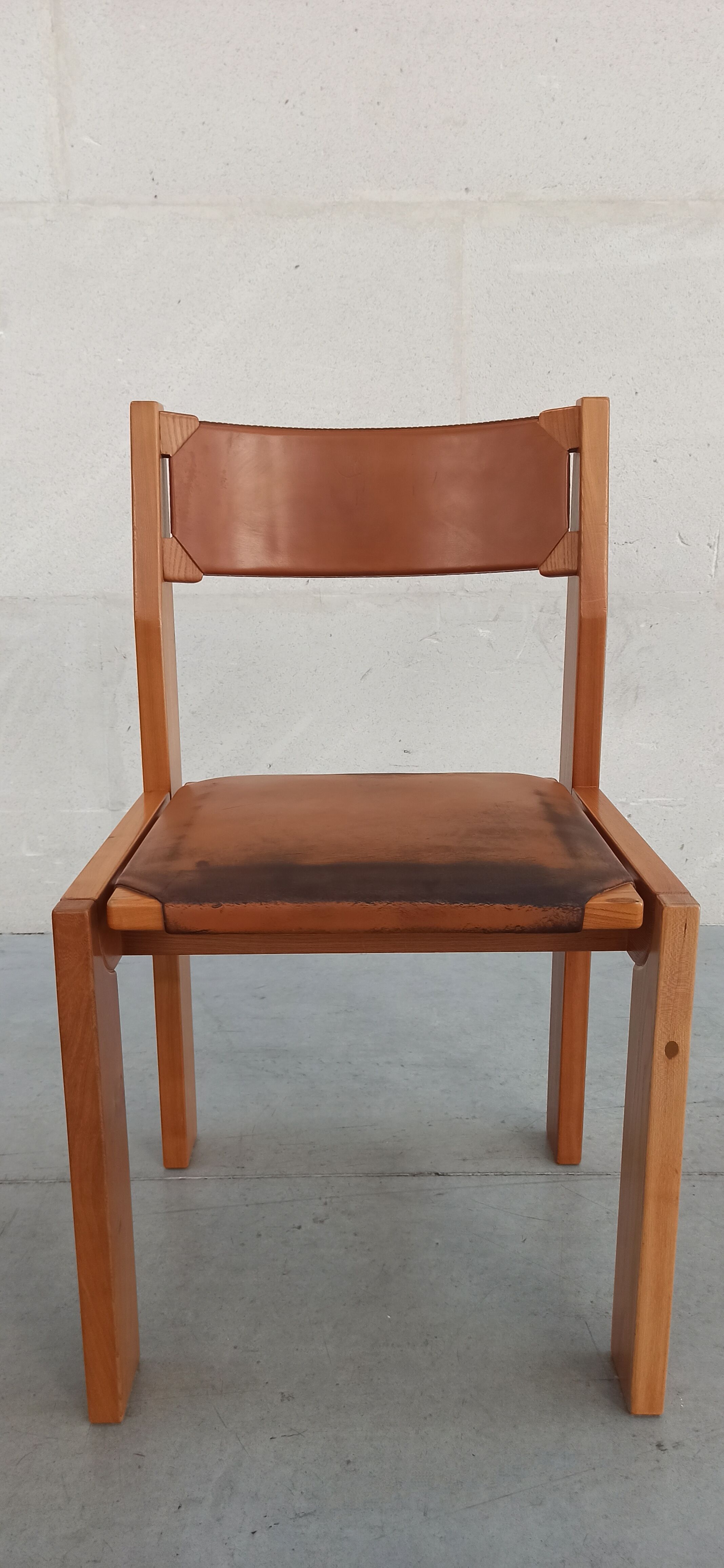 Elm and leather chairs, 80