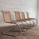 Set of 4 mr10 rattan chairs by mies van der rohe
