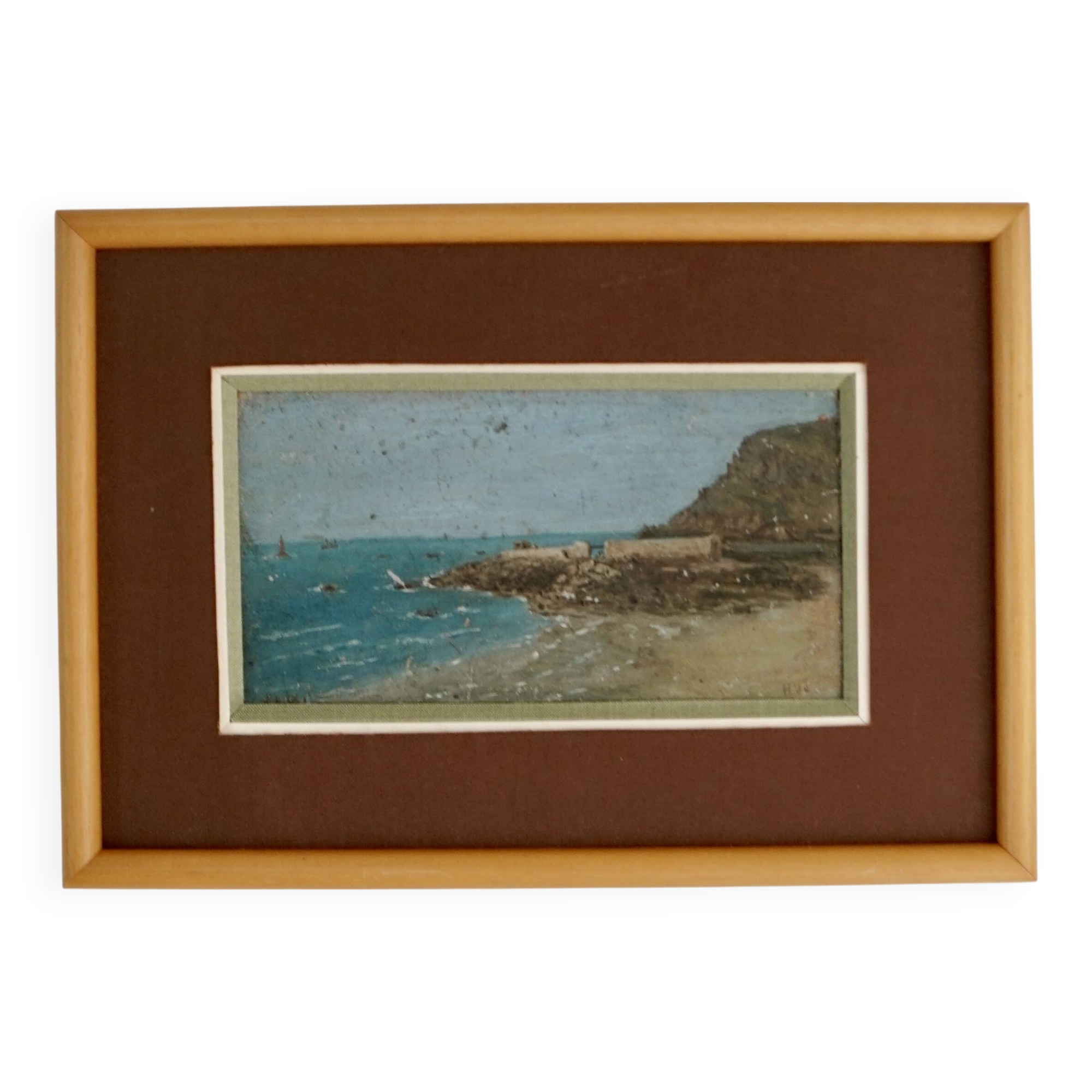 Oil painting of a beach - signed Eugène HUC (1891-1979) - early 20th century