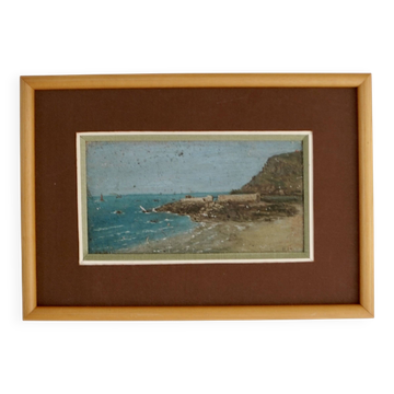 Oil painting of a beach - signed Eugène HUC (1891-1979) - early 20th century